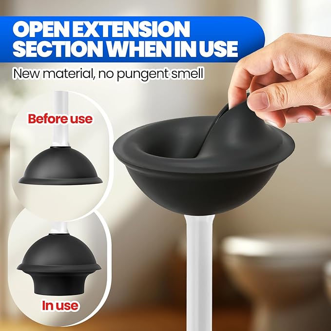 Toilet Plunger with Holder, Heavy Duty Plunger and Holder Combo for Bathroom Cleaning, Bathroom Decor, Bathroom Accessories, Toilet Bowl Cleaners, 19-Inch Pearl White