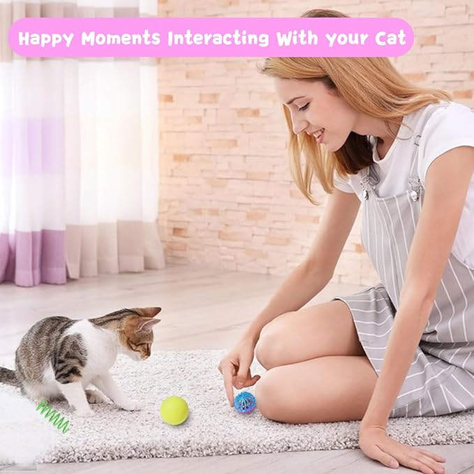 Cat Toys for Indoor Cats 40 PCS Kitten Toys Cat Interactive Toys Pack Including Cats Springs Sparkle Ball Pom Pom Ball Jingle Balls Tracks Balls