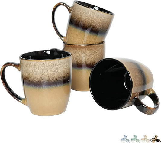 Bosmarlin Ceramic Coffee Mug Set of 4, 17 Oz, 4 Colors to Choose, Tea Cups, Dishwasher and Microwave Safe, Reactive Glaze (Walnut)