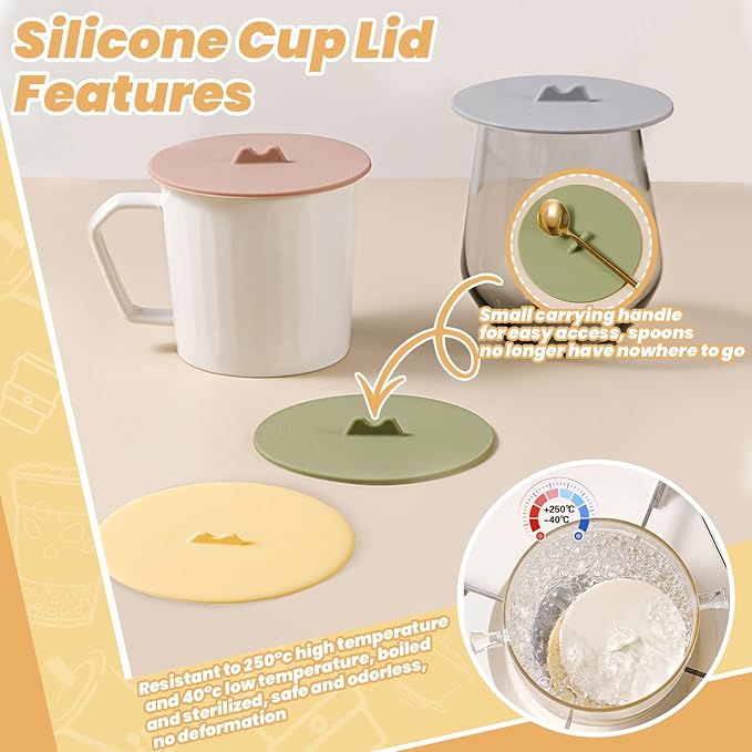 6Pcs Silicone Lids for Cups, 3.9in/10cm Silicone Cup Covers for Drinks Reusable Mug Cover Lid Silicone Coffee Cup Lid Wine Glass Covers Tea Cup Covers for Steeping