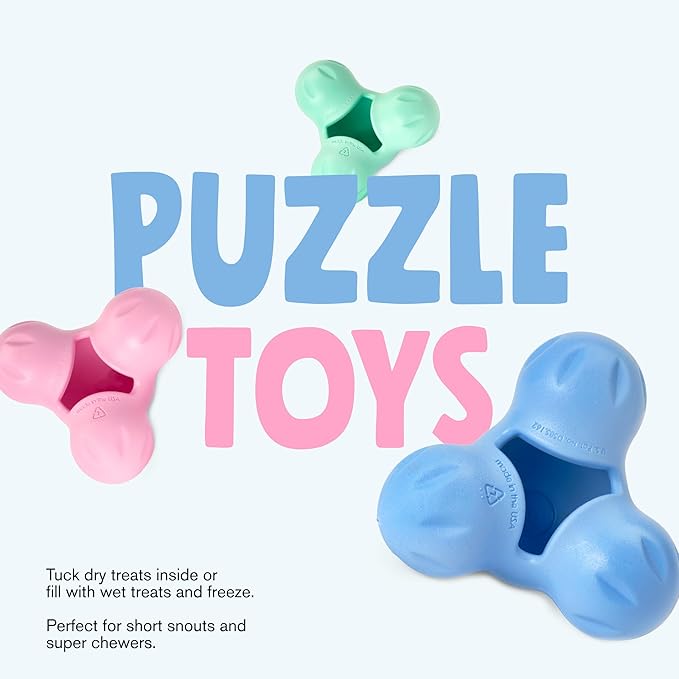 WEST PAW Zogoflex Tux Treat Dispensing Dog Chew Toy – Interactive Chewing Toy for Dogs – Dog Games for Aggressive Chewers, Fetch, Catch – Holds Kibble, Treats, Small 4",Periwinkle