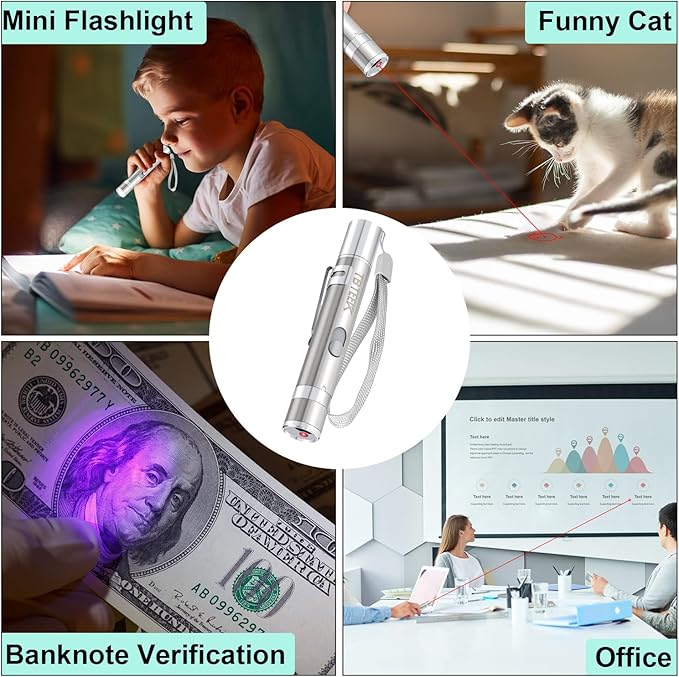 TBTeek Cat Toys, Rechargeable, 3 Light Modes & 5 Adjustable Patterns, Portable Interactive Kitten Pet Dog Cat Mouse Toy for Fun Chase Play Exercise（3 Pack）