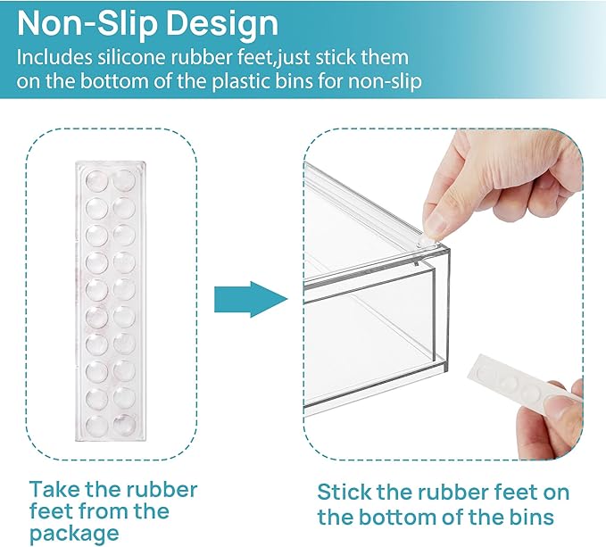 Vtopmart Stackable Storage Drawers Set of 3,Clear Plastic Organizer Bins for Makeup, Cosmetics, Beauty Supplies,Ideal for Vanity, Bathroom,Cabinet,Pantry Organization