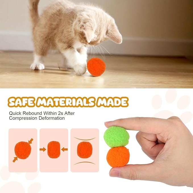 50Pcs Cat Toys Pom Pom Balls with 1 Launcher Set, Interactive Cat Toy Stuff for Indoor Both Adult & Kitten Toys