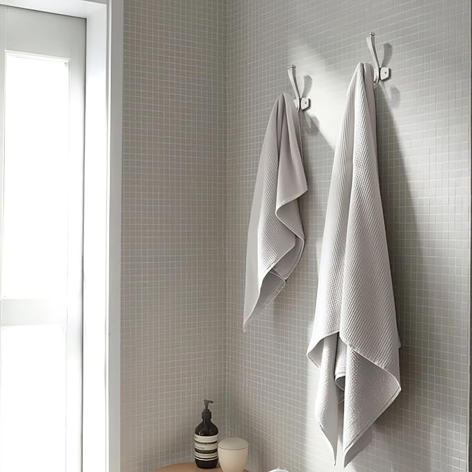 SAILING Coat Hooks - 3 Pack Brushed Nickel Towel Hooks Robe Hooks Decorative Wall Hooks for Bathroom Bedroom Kitchen Towel Robe Clothes Cabinet Closet Bathroom Hardware