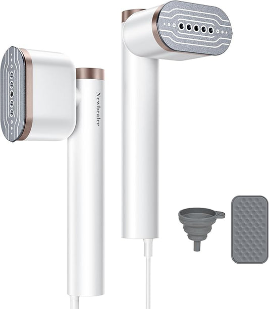 Newbealer Steamer for Clothes, 1200W Portable Steam Iron, 2 Steam Levels, Horizontal and Vertical Steaming, Dry Ironing, 15s Heat Up, Rotatable, 302°F Garment Wrinkle Remover (120V Only)