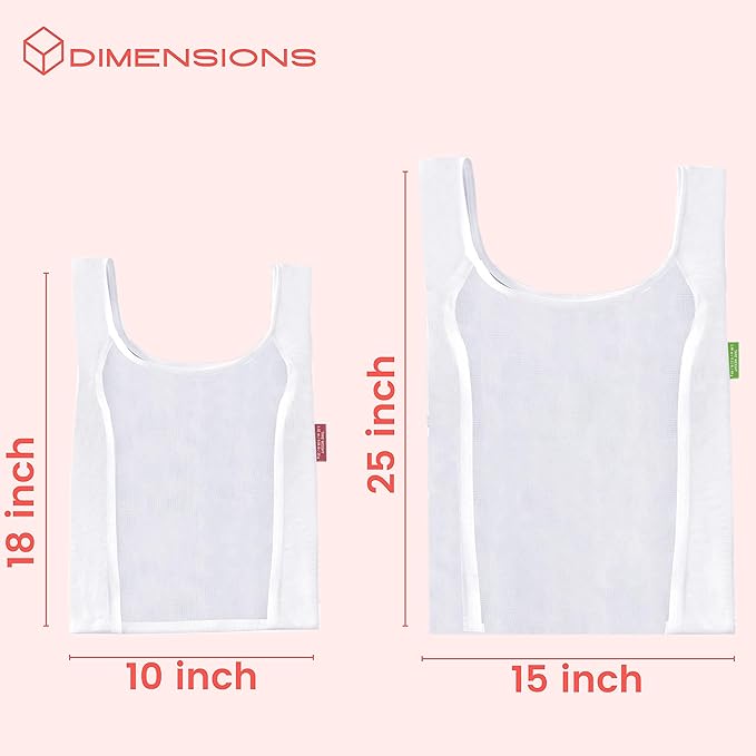 purifyou Set of 9 Reusable Grocery Bags with Handles, Dual-Purpose See-Through Mesh, Washable Foldable Shopping Bags for Groceries, Food Storage, Kitchen Supplies, and Home Organization