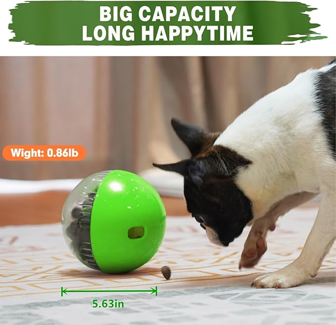 Enrichment Interactive Dog Treat Toy - Level 1 Mental Stimulation for Dogs, Dog Toys for Boredom Busy (Beginner-Green 5.6" Squeaky Ball)