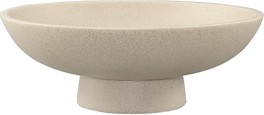 Modern Resin Pedestal Bowl – Large Fruit Bowl for Kitchen Counter, Catch All Tray for Entryway Table, Stylish Key Bowl & Dining Centerpiece, Beige