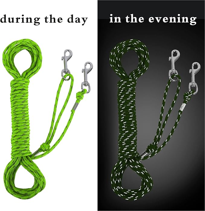 Reflective Cat Leash -30FT Cat Cable Out Escape Proof Walking Leads Yard Long Durable Safe Leash Traning Play Outdoor for Puppies/Kittens/Small Animals(Green)