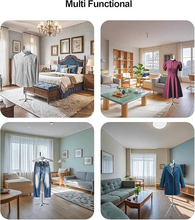 Garment Steamer Hanger with Ironing Glove, Portable Steamer Rack for Clothes, Garment Rack for Steaming Clothes Adjustable Handheld Hanging Ironing Clothes Stand