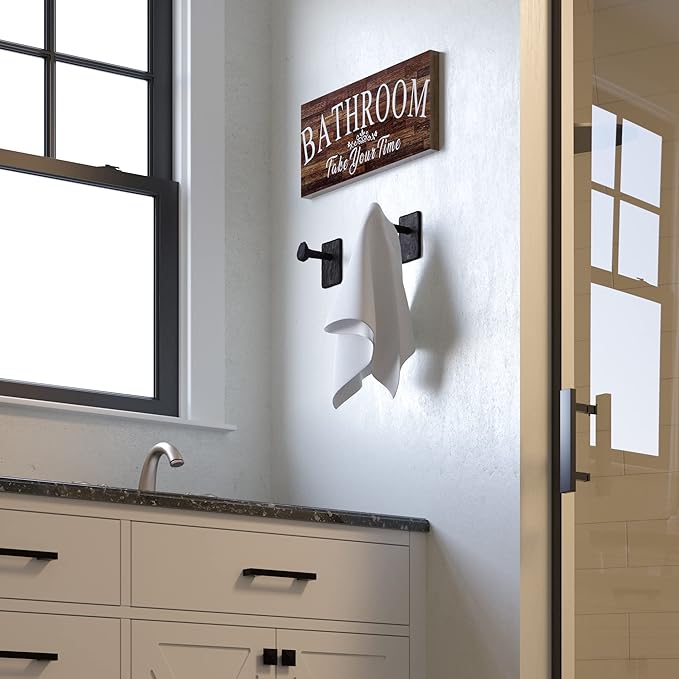 Rustic State Billow Wall Mount Cast Iron Hooks Coat Towel Bag Hat Hanger Multiuse Entryway Railroad Spike Rack Black Set of 2