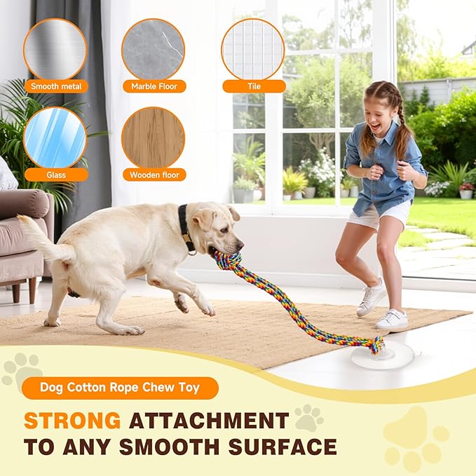 Interactive Suction Cup Tug Dog Toy for Small Dogs,Cotton Tug Rope,Puppy Teething Toy,Indestructible Chew Toy for Aggressive Chewers,Puzzle Enrichment Toy to Keep Dogs Busy