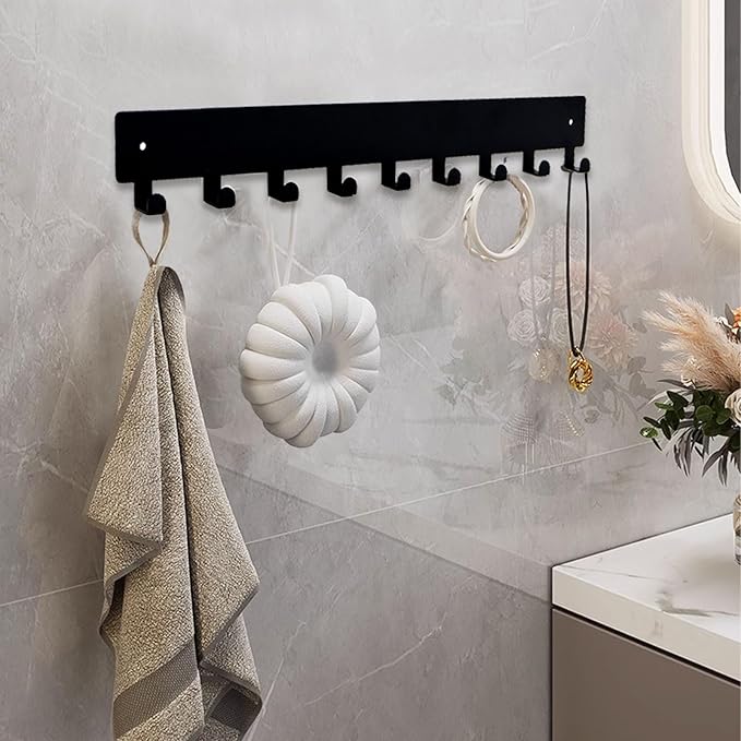 Key Holder Wall Mounted with 18 Hooks, Metal Key Organizer Rack, Black Key Hanger for Entryway, Kitchen, Living Room, Office, Doorway Decor (2 Pack, 14 Inches)