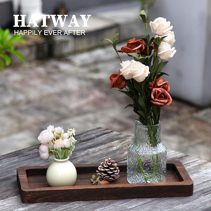 Wooden Decorative Tray Candle Holder Long Wood Tray Home Decor,Centerpieces Plates for Table centerpieces for CoffeeTable,Christmas Decor
