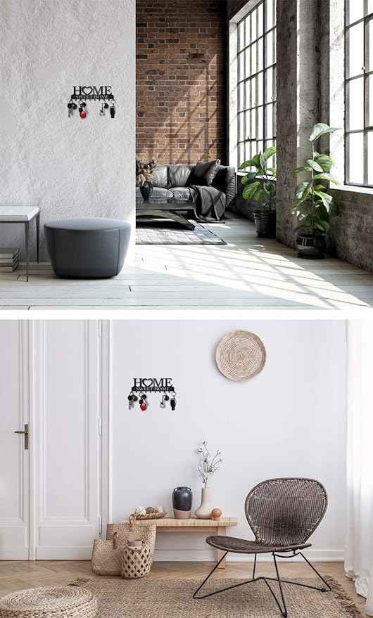 SirHoldeer Key Holder Wall Mount, Key Hooks for Wall, Key Rack for Wall Decorative, Llavero de Pared para Hogar, Sweet Home Metal Decor, Entryway