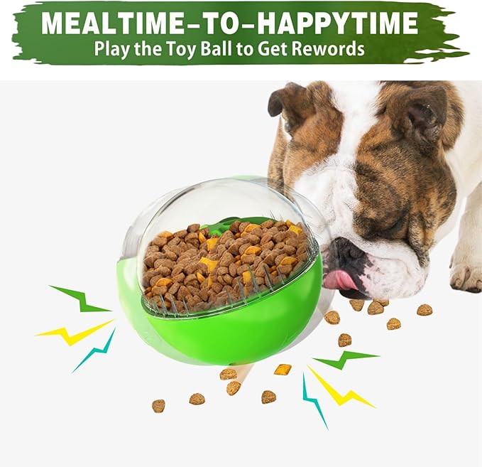 Enrichment Interactive Dog Treat Toy - Level 1 Mental Stimulation for Dogs, Dog Toys for Boredom Busy (Beginner-Green 5.6" Squeaky Ball)