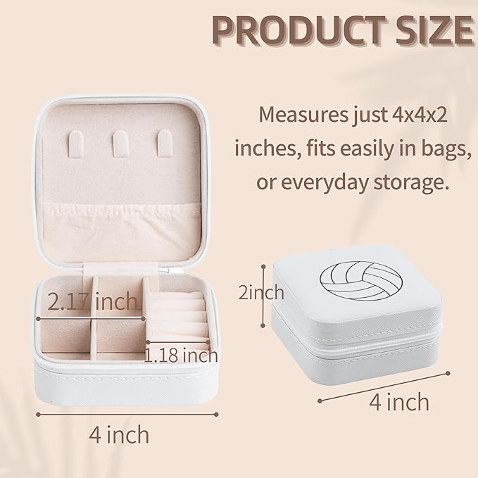 12-Pack Volleyball Portable Jewelry Box for DIY Team Personal Name Small Travel White Sport Jewelry Case Bulk Gifts for Volleyball Team Players Teammates Coaches Christmas Ideas for Jewelry Storage