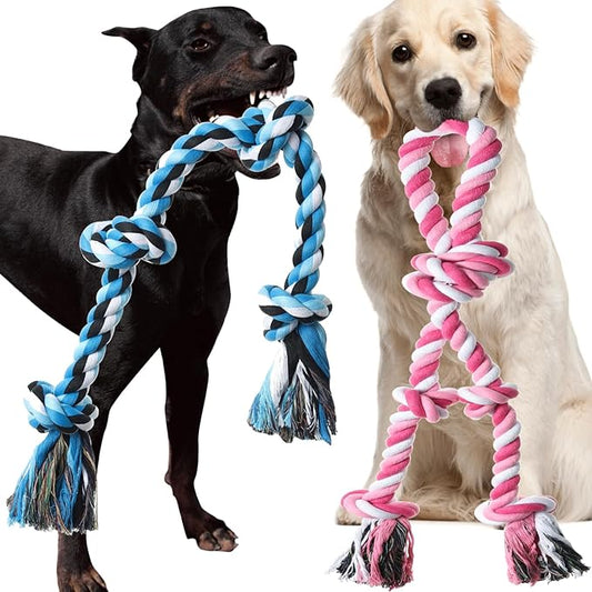 Rope Toy for Dogs, 2 Pack Large Dog Rope Toys for Aggressive Chewers, Heavy Duty Dog Toys for Large Medium Breed, Indestructible Tough Rope Chew Toys Tug of War Dog Toy Teeth Cleaning