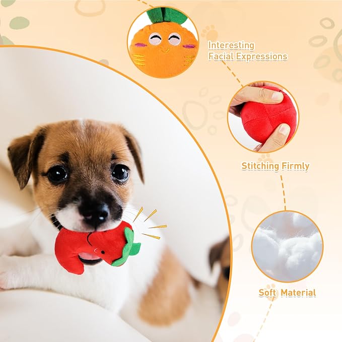 Squeaky Dog Toys, 15Pcs Small Plush Puppy Toy, Dog Toys to Keep Them Busy, Interactive Squeak Stuffed Toys for Small Medium Dogs with Basket, Reduce Boredom and Teeth Cleaning