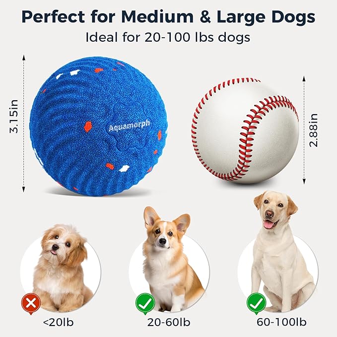 2 Pack Interactive Dog Balls - Auto Moving Bouncing Vibrating Washable Dog Toys for Large Medium Dogs, Type-C Rechargeable, Blue and Orange, Ripple Pattern