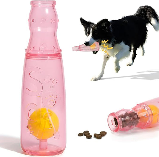 TagME Interactive Squeaky Dog Toys, 3-in-1 Fun with Squeaker, Tennis Ball and Treat Dispenser, Chew Toys for Medium Dogs and Fetch Lovers - Pink