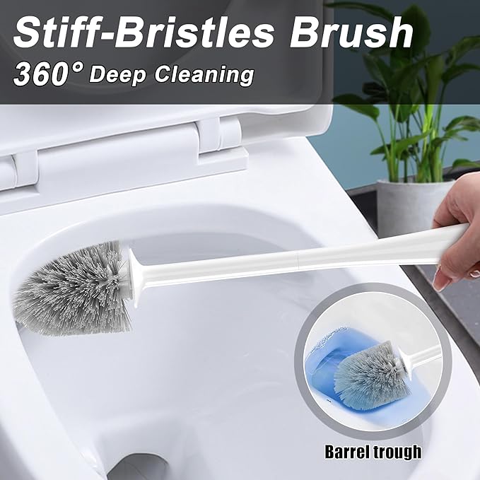 NEWE Toilet Brush and Plunger Set, 2 in 1 Toilet Plunger Heavy Duty, Toilet Brush and Holder with Hidden Tweezers, Toilet Bowl Brush for Bathroom Toilet