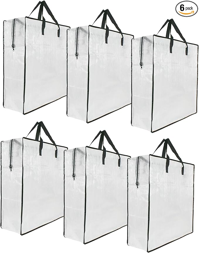 6 Pack Clear Storage Bags with Zipper and Handles, Blanket Bags For Closet Storage, Moving and Packing Supplies for College, Underbed Storage Organizer for Clothes Pillow Bedding Christmas Wreath