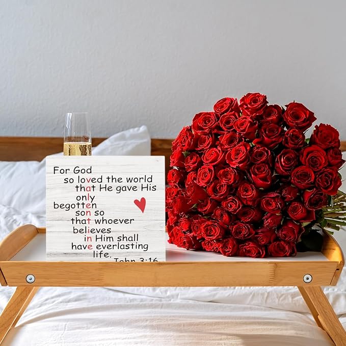 Christian Valentines Day Decorations for Home Christian Desk Decor Valentine Decor for Tabletop Scripture Decorations for Kitchen Table 5 X 5 Inches