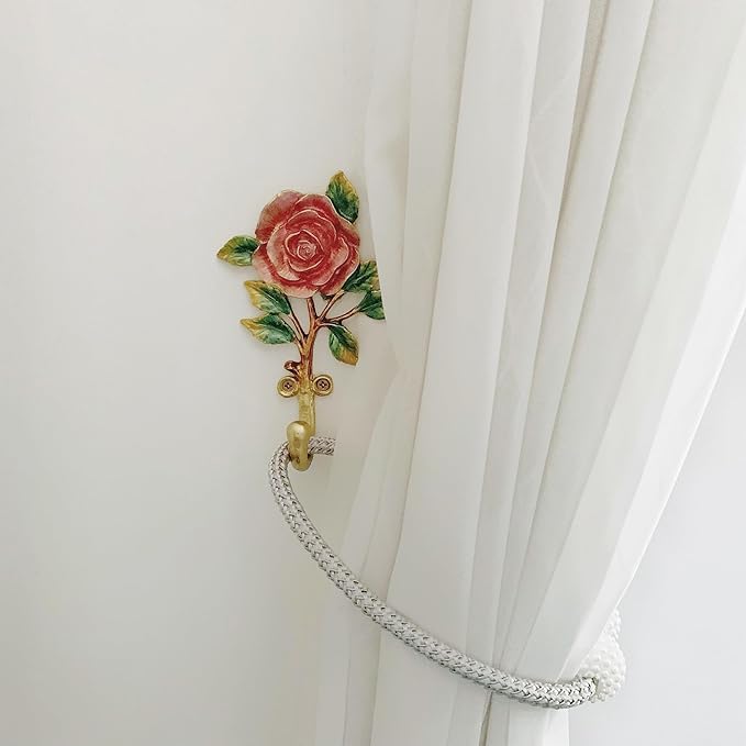 Vintage Flower Shaped Decorative Wall Hooks Rack Hangers for Hanging Clothes Coats Towels Keys Hats, 2 Pack Antique Metal Mounted Wall Hook