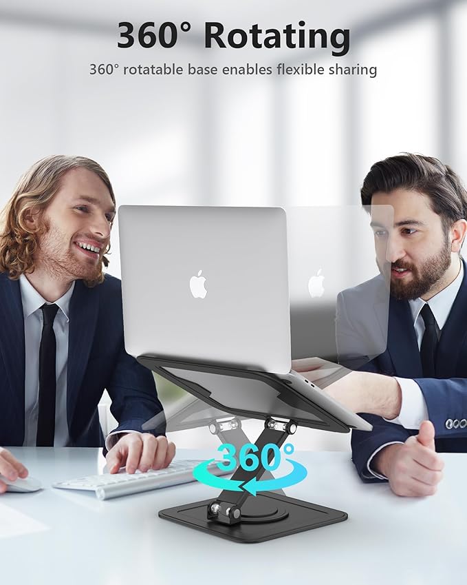 NTMY Adjustable Laptop Stand for Desk,360 Rotating Laptop Stand,Foldable Laptop Stand,Computer Stand for Laptop,MacBook Pro Stand,Metal Laptop Stand,Fits for All 10-16" Laptops-Black