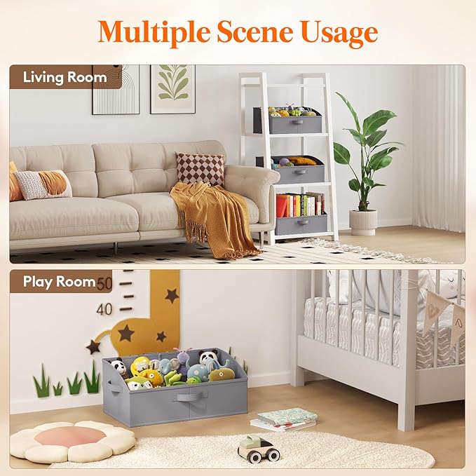 Lifewit Fabric Extra Large Trapezoid Closet Storage Bins for Shelf, 6 Pack Closet Organizer Baskets with Handles, Foldable Clothes Containers for Book, Purse, 19.7" x 11" x 7.9", 23L, Gray