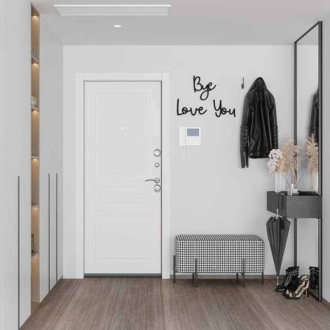 21.6" Love You Bye Wood Sign, Above Door Home Wall Boho Decor Plaque, Black Modern Simplicity Decoration for Front Door Entryway Living Room Aesthetic, Show Your Love and Warm for Your Family (Black)