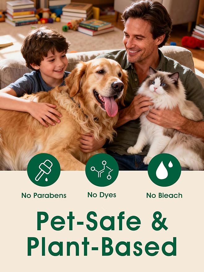 4-in-1 Pet Hair Remover & Odor Neutralizer Spray, Anti Static Wrinkle Release, Plant Based Enzymes, Safe for Pets, Fabrics & Furniture, Refresh Pine Nut Scent, 13.52 fl oz, 2 Full Size Pack