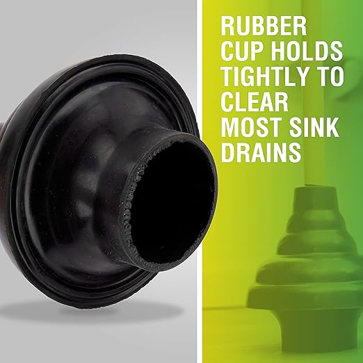 LDR 512 3410A Heavy Duty Drain Handle Double Thrust Rubber Force Cup Removes Clogs for Bathrooms, Kitchens, Baths, Showers, Powerful Commercial and Residential, 26.40"X5.35", Wood Flange Plunger