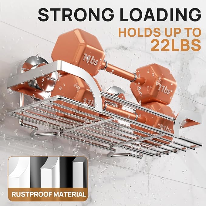 LEVERLOC 2 Pack Shower Caddy Suction Cup, Shower Shelves for Inside, Rustproof Metal Bathroom Storage NO-Drilling Bath Organizer with Large Capacity,Heavy Duty Storage Basket,Home Decor,Silver