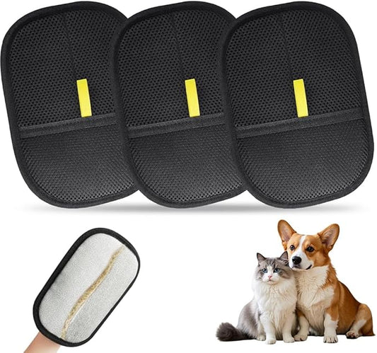 3Pcs Pet Hair Removal Glove for Cats & Dogs, Electrostatic Pet Hair Remover Glove Reusable Remover Tool for Couch, Clothing, Car Seat, Carpet