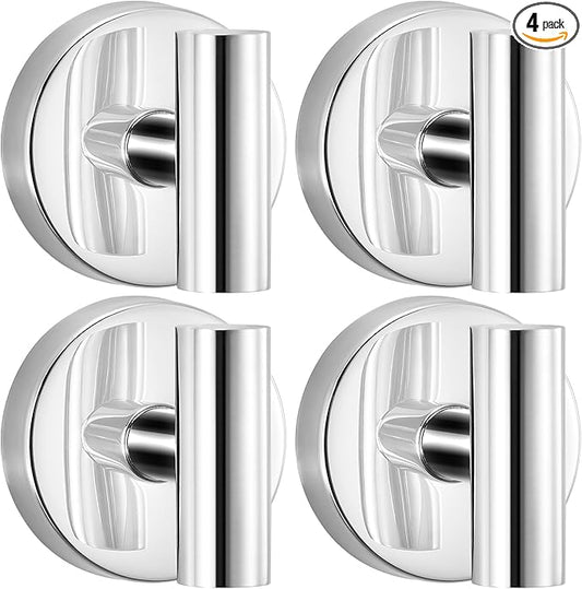 Heavy Duty Reusable Suction Cup Hooks for Shower - No Drill Bathroom/Glass/Mirror/Tiles & Metal Surfaces,and Smooth Non-Porous Surfaces for Towels, Robes, Loofahs (4, Chrome Polished)