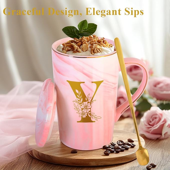 Personalized Ceramic Coffee Mug with Lid Tea Cup Women Men Teacher Gifts Female Male Best New Appreciation Thank you Favorite Good Goodbye Retirement Friends Social Student Bestie,Y