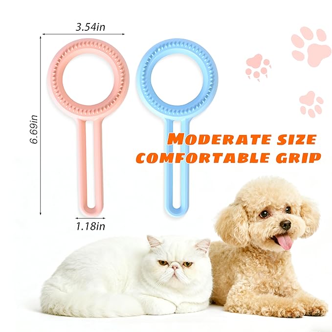 2pcs pink) Cat Brushes for Indoor Cats Shedding, Brush for Long or Short Haired Cats, Grooming Brush Comb for Kitten Rabbit Massage Removes Loose Fur