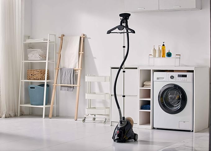SALAV GS18-DJ Standing Garment Steamer with Roll Wheels for Easy Movement, 1.8L Water Tank for 1 Hour Continuous Steaming, Adjustable Pole for Storage, Includes Descaler Packet, 1500 watts