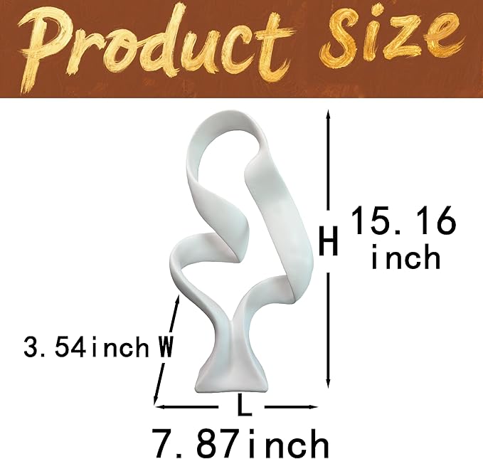 15" Modern Abstract Ribbon Decorative Sculpture, Knot Sculptures,Home Decor,Coffee Table Statues,Dining Living Room Desk Decor（White）