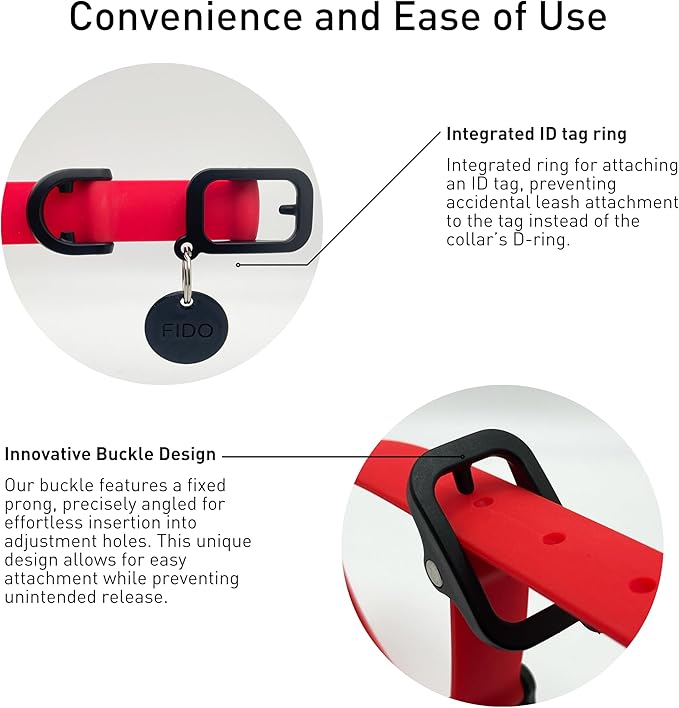 Waterproof Dog Collar - Durable, Comfortable and Adjustable Outdoor Dog Collar with Wear Resistant Buckle and ID Tag Ring for Large Dogs by Nuvuq (Red, Large)