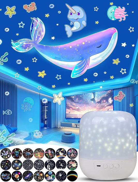 21 Sets of Films + Projector Night Light for Kids, Kids Night Light Projector for Bedroom, Ceiling, Star Galaxy Projector with 360° Rotation for Baby Girls, Birthday, Christmas, Nursery, Room Decor