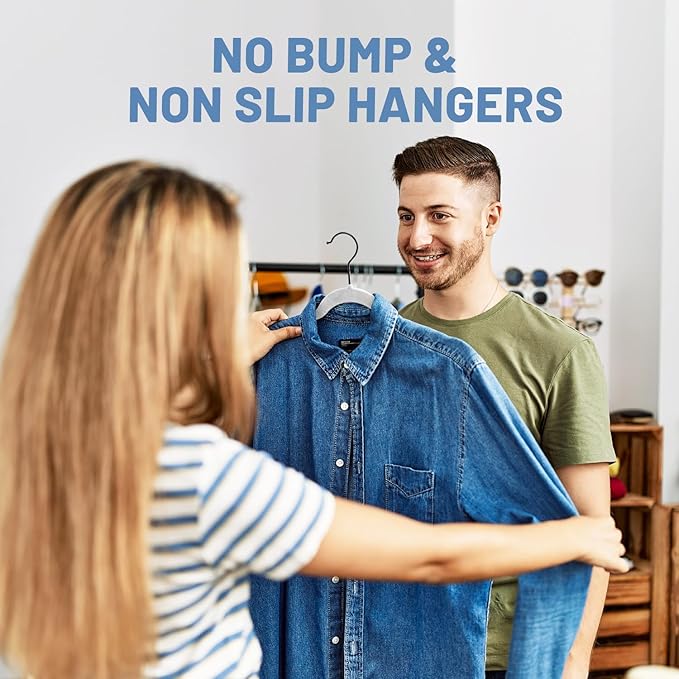 HOUSE DAY White Velvet Hangers 60 Pack, Non Slip Felt Hanger, Slim Velvet Clothes Hangers for Suits, Shirt, Heavy Duty Coat Hanger for Closet