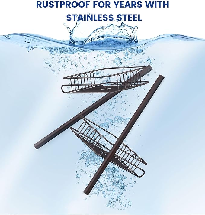 SEIRIONE Rustproof Shower Caddy Corner and Shower Organizer Corner for Bathroom,Corner Shower Caddy Tension Pole with 4 Adjustable Baskets for Shower Accessories, 34 to 116 Inch Height, Oil Bronze