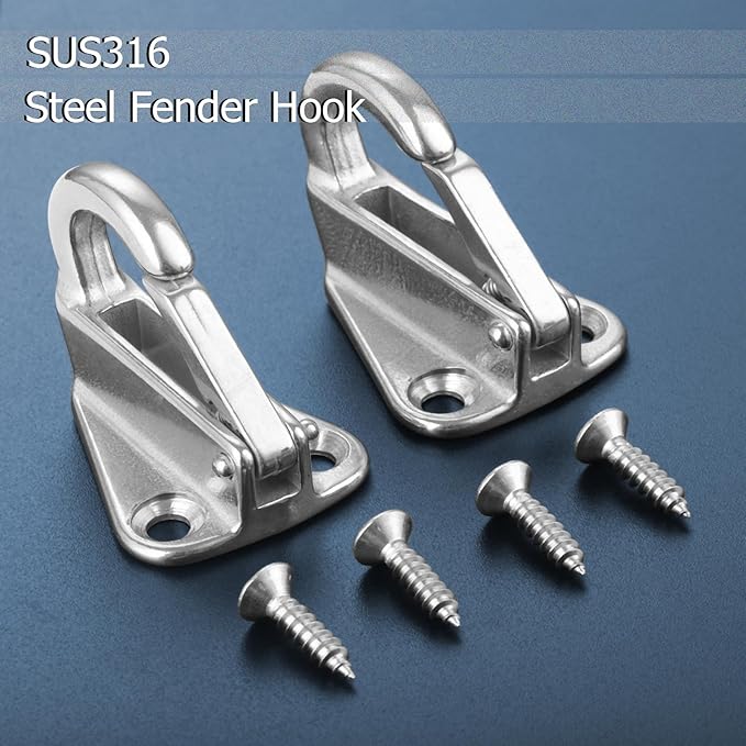 Atibin Outdoor Clothes Hanging Hook Stainless Hat Mounted Coat Hook Stainless Heavy Steel Fender Hook Hardware SUS316 2pcs