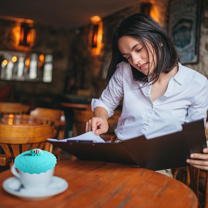 5pcs Cute Silicone Mug Lids, Colorful Anti-Dust Silicone Glass Covers, Reusable Food Grade Drink Lids for Hot & Cold Water, Outdoors & Indoors