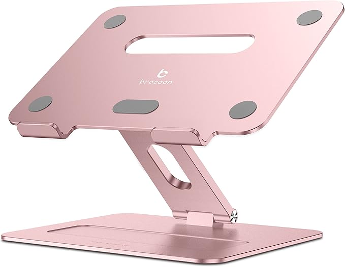 Laptop Stand | Adjustable Aluminum MacBook Riser, Ergonomic Computer Stand with Heat Vent, Fits 10–17" Laptops, Rose Gold