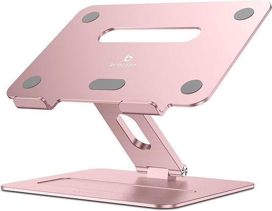 Laptop Stand | Adjustable Aluminum MacBook Riser, Ergonomic Computer Stand with Heat Vent, Fits 10–17" Laptops, Rose Gold